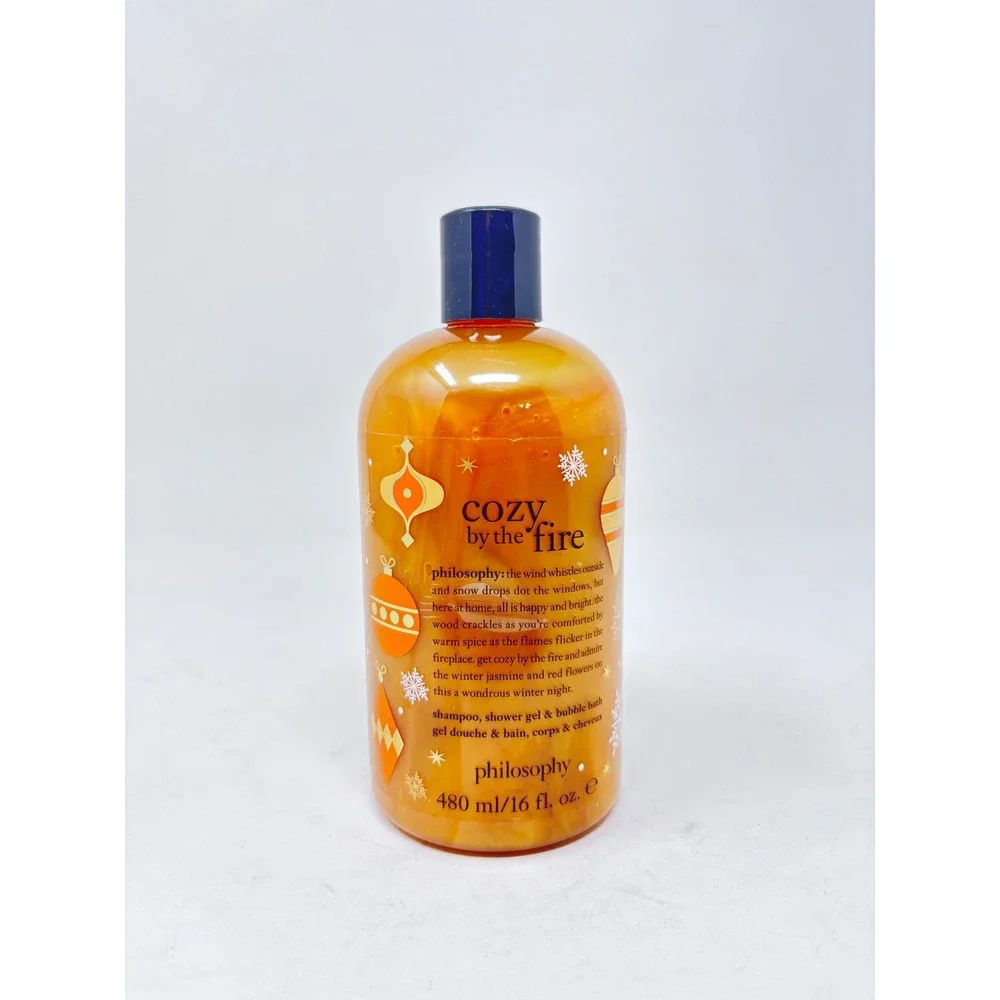 Philosophy Cozy by the Fire Shampoo Shower Gel Bubble Bath 16oz New Sealed